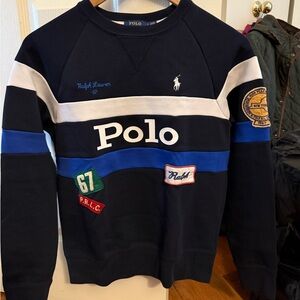 Ralph Lauren Women's Crewneck Sweater - Navy, White, Blue